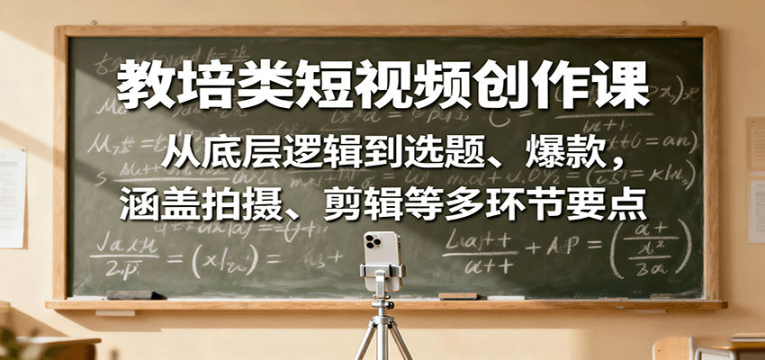 教培类短视频创作课：从底层逻辑到选题、爆款，涵盖拍摄、剪辑等多环节要点 - 区块之眼 - 区块之眼