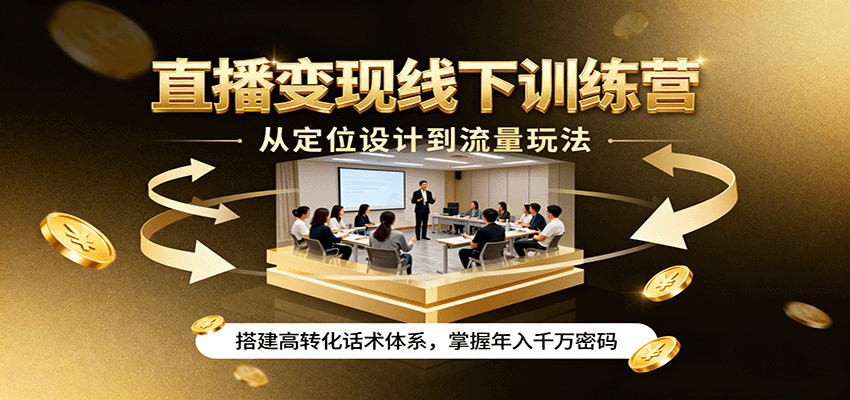 直播变现线下训练营，从定位设计到流量玩法，搭建高转化话术体系，掌握年入千万密码 - 区块之眼 - 区块之眼