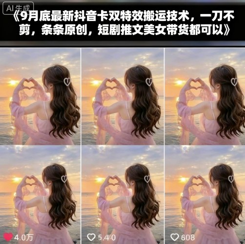 9月底最新抖音卡双特效搬运技术，一刀不剪，条条原创，短剧推文美女带货都可以 - 区块之眼