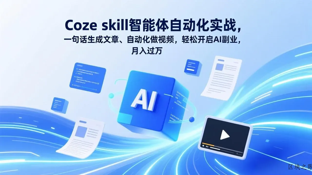 Coze skill智能体自动化实战，一句话生成文章、自动化做视频，轻松开启AI副业，月入过万 - 区块之眼