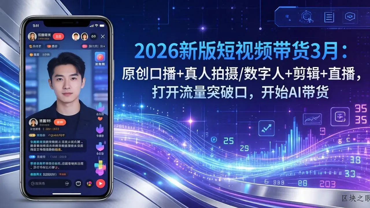2026新版短视频带货3月：原创口播+真人拍摄/数字人+剪辑+直播，打开流量突破口，开始AI带货 - 区块之眼