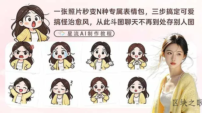 一张照片秒变N种专属表情包，三步搞定可爱搞怪治愈风，从此斗图聊天不再到处存别人图 - 区块之眼