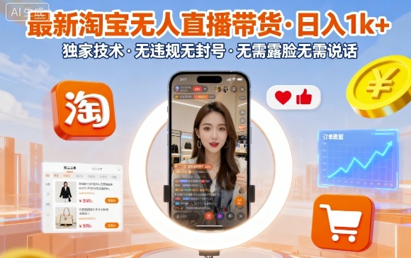最新淘宝无人直播带货，日入1k+，独家技术，无违规无封号，无需露脸无需说话【揭秘】 - 区块之眼 - 区块之眼