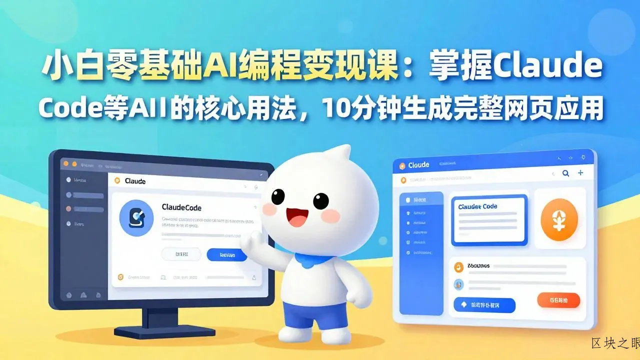 小白零基础AI编程变现课：掌握Claude Code等AI工具的核心用法，10分钟生成完整网页应用 - 区块之眼