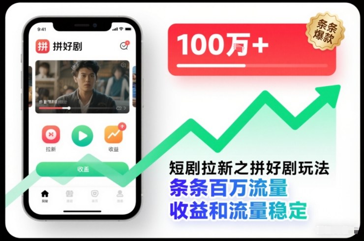 短剧拉新之拼好剧玩法，条条百万流量，收益和流量稳定 - 区块之眼