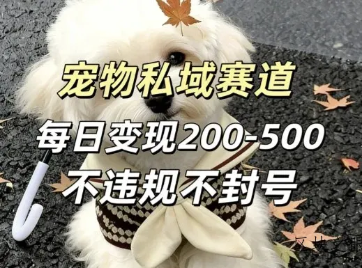 私域宠物项目赛道，单日变现2-5张，每天都可操作不违规不封号 - 区块之眼