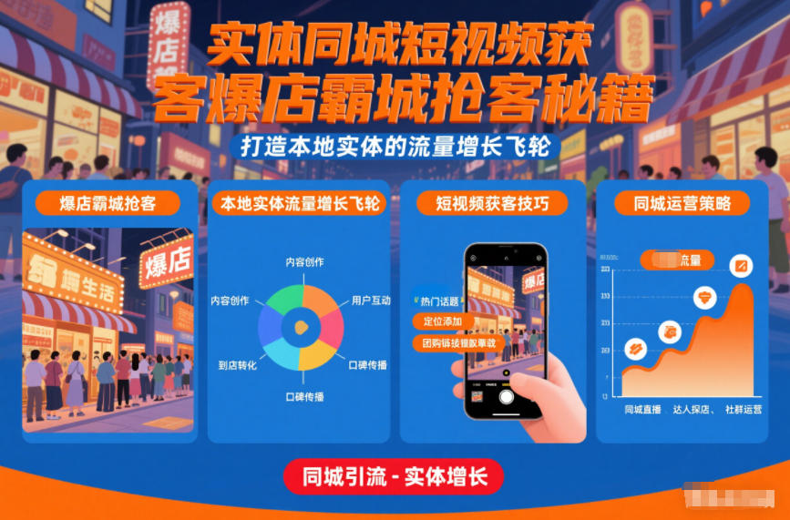 实体同城短视频获客爆店霸城抢客秘籍，打造本地实体的流量增长飞轮 - 区块之眼