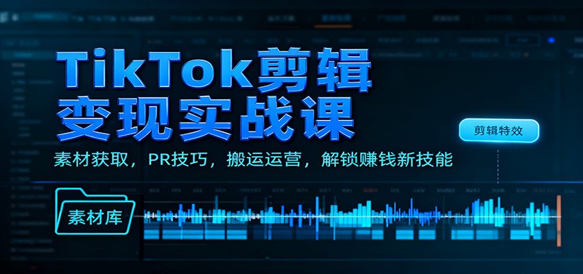 TikTok剪辑变现实战课：素材获取，PR技巧，搬运运营，解锁赚钱新技能 - 区块之眼