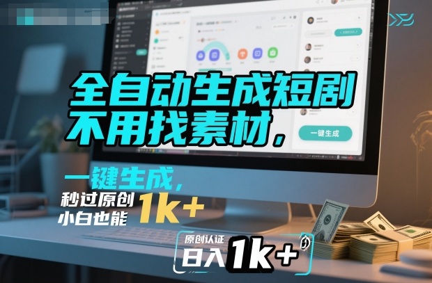 全自动生成短剧，不用找素材，不用剪辑，一键生成，秒过原创，小白也能轻松日入1k+【揭秘】 - 区块之眼