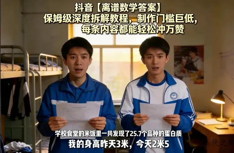 抖音【离谱数学答案】保姆级深度拆解教程，制作门槛巨低，每条内容都能轻松冲万赞，附详细步骤 - 区块之眼