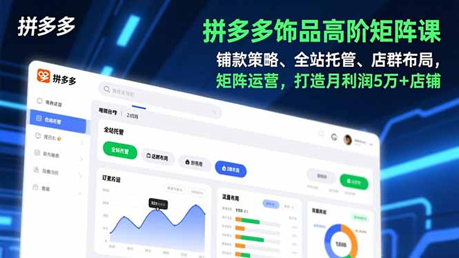 拼多多饰品高阶矩阵课，铺款策略、全站托管、店群布局，矩阵运营，打造月利润5万+店铺 - 区块之眼