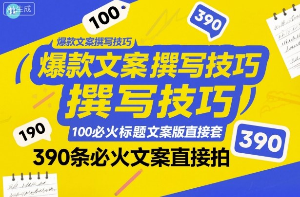 爆款文案撰写技巧，100个必火标题文案模版直接套，390条必火文案直接拍 - 区块之眼