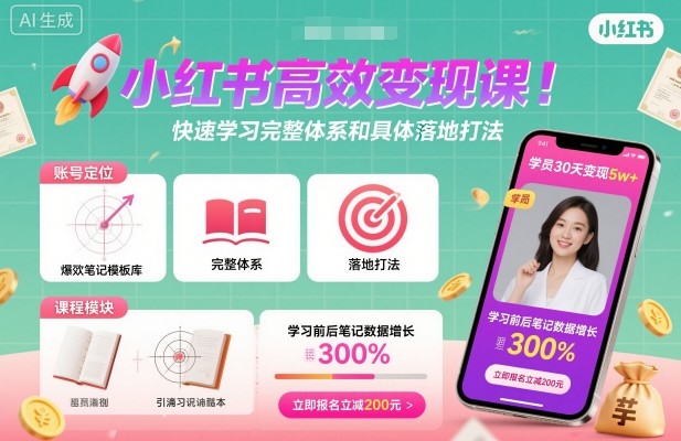小红书高效变现课，快速学习小红书完整体系和具体落地打法 - 区块之眼 - 区块之眼