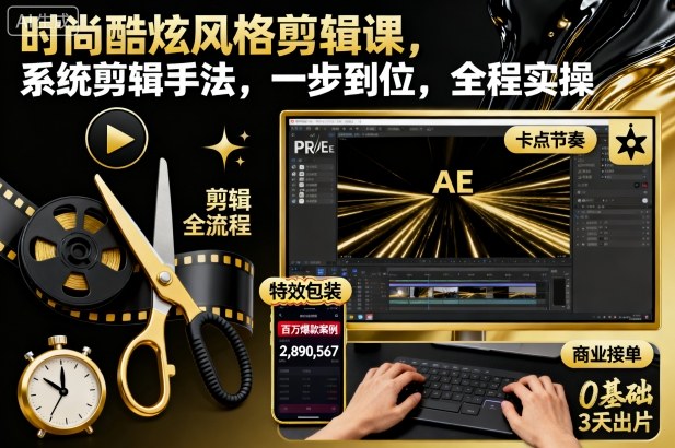 时尚酷炫风格剪辑课，系统剪辑手法，一步到位，全程实操 - 区块之眼 - 区块之眼