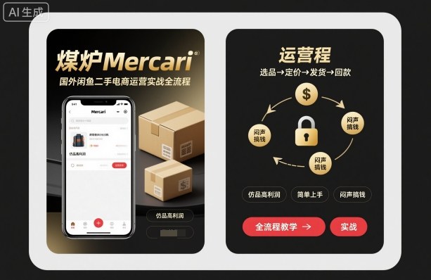 煤炉Mercari国外闲鱼二手电商运营实战全流程，仿品高利润，简单上手，闷声搞钱 - 区块之眼 - 区块之眼