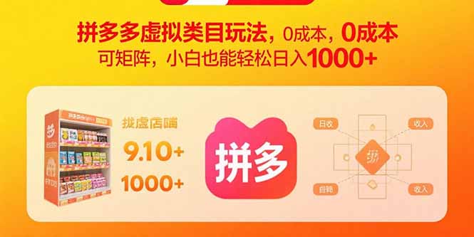 拼多多虚拟类目玩法，0成本，可矩阵，小白也能轻松日入1000+ - 区块之眼 - 区块之眼