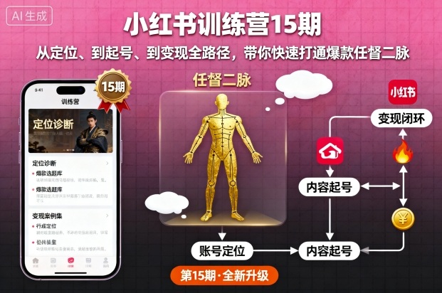 小红书训练营15期，从定位、到起号、到变现全路径，带你快速打通爆款任督二脉 - 区块之眼